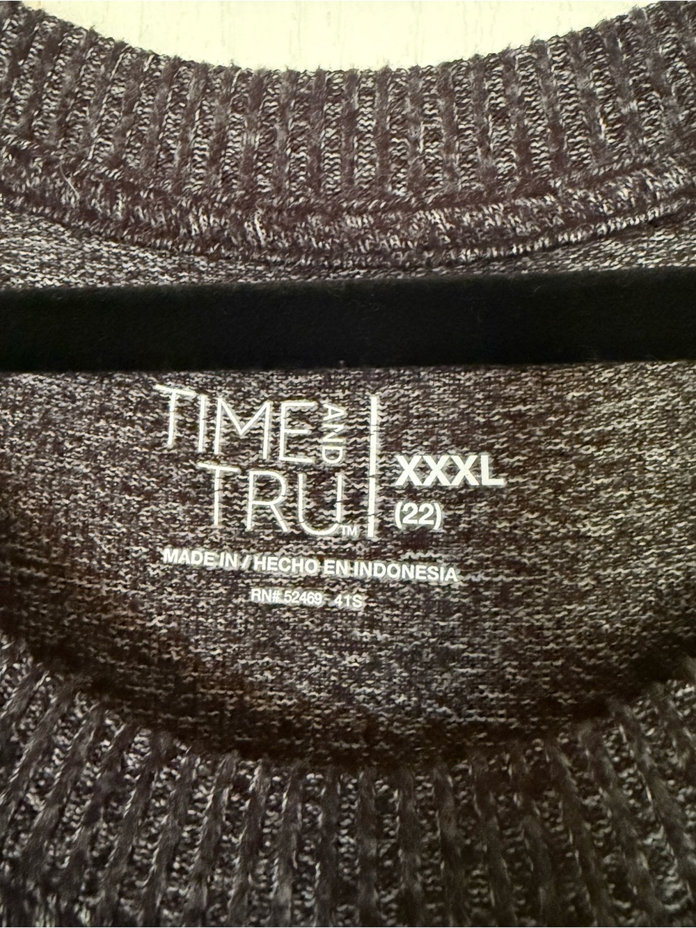 Time and Tru Charcoal Heather Knit Sweater